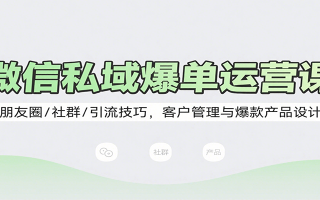 微信私域爆单运营课：朋友圈/社群/引流技巧，客户管理与爆款产品设计