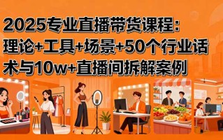2025专业直播带货课程：理论+工具+场景+50个行业话术与10w+直播间拆解案例
