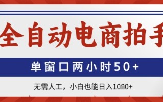 全自动电商拍手，单窗口两小时50+，无需人工，小白也能日入1k+【揭秘】