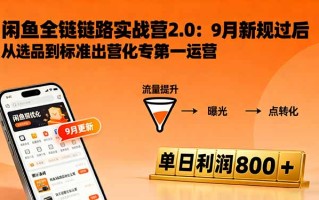 闲鱼变现课3.0：掌握链接优化、流量提升、商业变现，单日利润800+