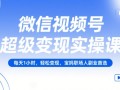 微信视频号超级变现实操课，每天1小时，轻松变现，宝妈职场人副业首选