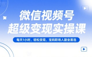 微信视频号超级变现实操课，每天1小时，轻松变现，宝妈职场人副业首选