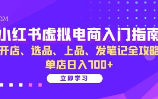 小红书虚拟电商入门指南：开店、选品、上品、发笔记全攻略 单店日入700+