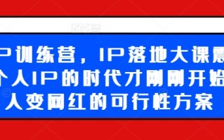 超级IP训练营，IP落地大课震撼来袭，个人IP的时代才刚刚开始，素人变网红的可行性方案