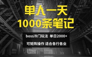 单人一天1000条笔记，日入2000+，BOSS直聘的正确玩法【揭秘】