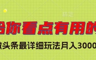 独家微头条最详细玩法，月入3000+【揭秘】