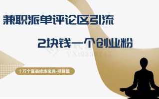 十万个富翁修炼宝典之11.兼职派单评论区引流，2块钱一个创业粉
