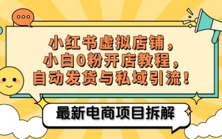 小红书电商，小白虚拟类目店铺教程，被动收益+私域引流