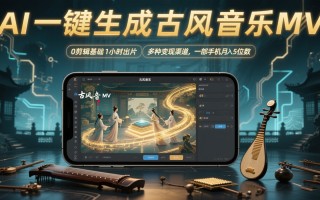 AI一键生成古风音乐MV，0剪辑基础1小时出片，多种变现渠道，一部手机月入5位数