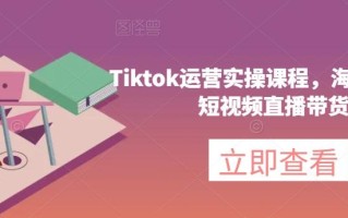 Tiktok运营实操课程，海外版抖音短视频直播带货