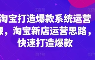 淘宝打造爆款系统运营课，淘宝新店运营思路，快速打造爆款