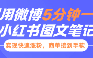 小红书利用微博5分钟一条图文笔记，实现快速涨粉，商单接到手软