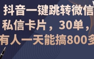 抖音一键跳转微信私信卡片，30单，一天能搞800多