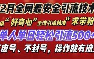 12 月份全网最安全引流创业粉技术来袭，不封号不废号，有操作就有流量【揭秘】