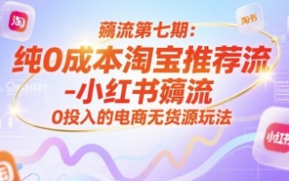 薅流第七期：纯0成本淘宝推荐流-小红书薅流最新版目，0投入的电商无货源玩法(附赠往期)