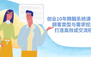 创业10年精髓系统课揭秘，顾客类型与需求挖掘，打造高效成交流程