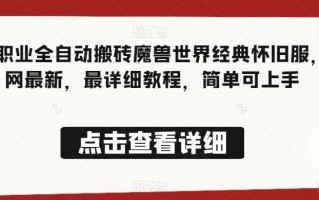 法师职业全自动搬砖魔兽世界经典怀旧服，全网最新，最详细教程，简单可上手【揭秘】
