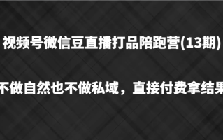 视频号微信豆直播打品陪跑(13期)，不做不自然流不做私域，直接付费拿结果