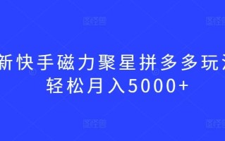 最新快手磁力聚星拼多多玩法，轻松月入5000+【揭秘】