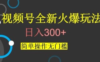 视频号最新爆火玩法，日入300+，简单操作无门槛【揭秘】