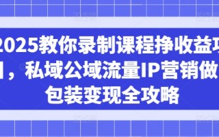 2025教你录制课程挣收益项目，私域公域流量IP营销做图包装变现全攻略
