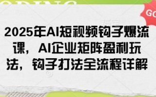 2025年AI短视频钩子爆流课，AI企业矩阵盈利玩法，钩子打法全流程详解