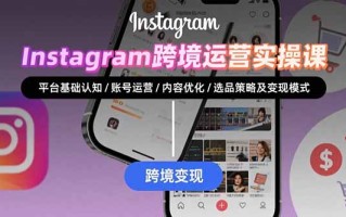 Instagram跨境运营实战：平台认知/账号运营/内容优化/选品策略及变现模式
