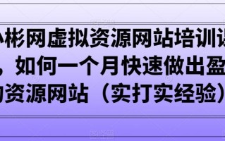 小彬网虚拟资源网站培训课程，如何一个月快速做出盈利的资源网站(实打实经验)