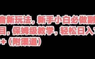 抖音新玩法，新手小白必做副业项目，保姆级教学，轻松日入1000+（附渠道）
