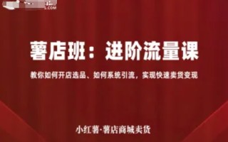 小红薯薯店商城卖货，进阶流量课，教你如何开店选品、如何系统引流，实现快速卖货变现