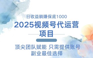 2025视频号代运营 日躺赚1000＋ 只需提供账号
