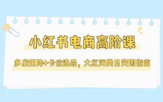 小红书电商高阶课，多店矩阵+卡位选品，大红海类目突围指南(更新5月)