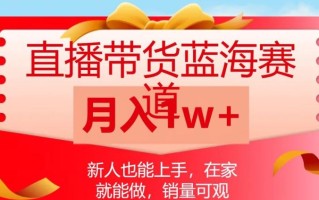 直播带货蓝海赛道，新人也能上手，在家就能做，销量可观，月入1w【揭秘】
