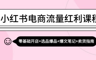 小红书电商流量红利课程：零基础开店+选品爆品+爆文笔记+卖货指南