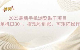 2025手机浏览帖子单机日30+，提现秒到账，可矩阵操作