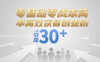 零基础零成本简单高效获客创业粉，一天引流30+