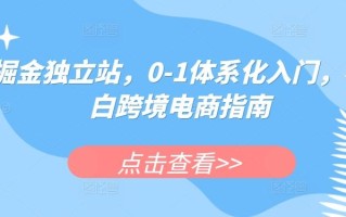 掘金独立站，0-1体系化入门，小白跨境电商指南