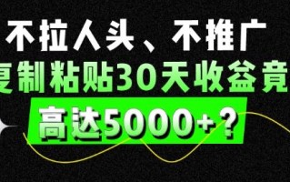 不拉人头、不推广，复制粘贴30天收益竟高达5000+？