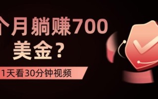 1天看30分钟视频，1个月躺赚700美金？