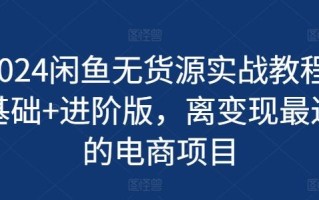 2024闲鱼无货源实战教程-基础+进阶版，离变现最近的电商项目