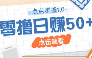 点点零撸1.0，零成本零门槛多种玩法，新手小白也能轻松上手日赚50+
