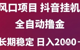 风口项目，六月最新玩法抖音无人挂G，全自动撸金，长期稳定 日入2k+【揭秘】