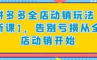 拼多多全店动销玩法【新课】，告别亏损从全店动销开始