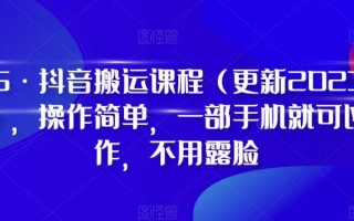 D1G·抖音搬运课程（更新2023年12月），操作简单，一部手机就可以操作，不用露脸