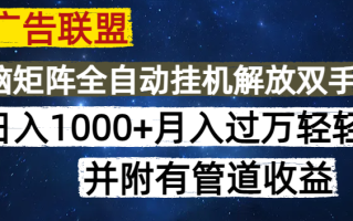 海外广告联盟每天几分钟日入1000+无脑操作，可矩阵并附有管道收益