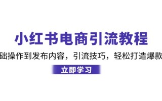 小红书电商引流教程：从基础操作到发布内容，引流技巧，轻松打造爆款产品
