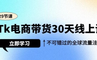 (9463期)Tk电商带货30天线上课，不可错过的全球流量洼地(29节课)