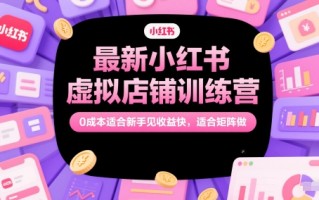 最新小红书虚拟店铺训练营，0成本适合新手见收益快，适合矩阵做