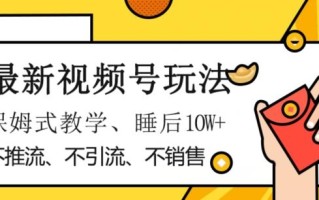 最新视频号玩法，不销售、不引流、不推广，躺着月入1W+，保姆式教学，小白轻松上手【揭秘】
