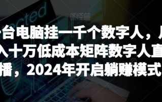 【超级蓝海项目】一台电脑挂一千个数字人，月入十万低成本矩阵数字人直播，2024年开启躺赚模式【揭秘】